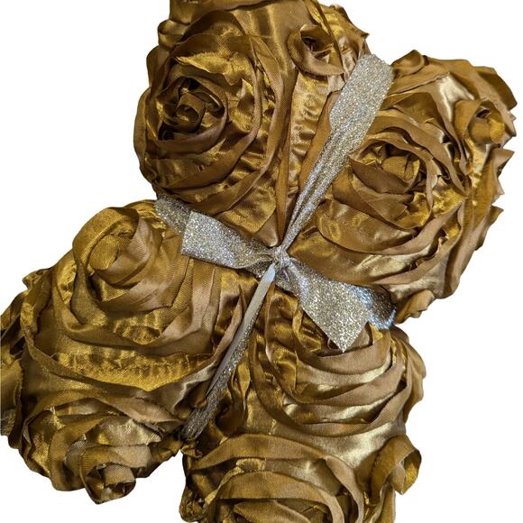 NWOT! COPPER SHIMMER RIBBON FLORAL EMBROIDERED TABLECLOTH, THROW! RAISED FINISH! - Picture 10 of 10